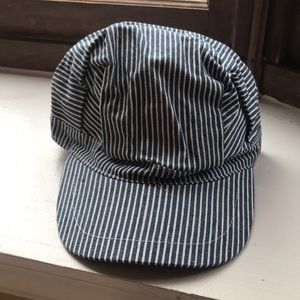 Toddler blue train engineer cap